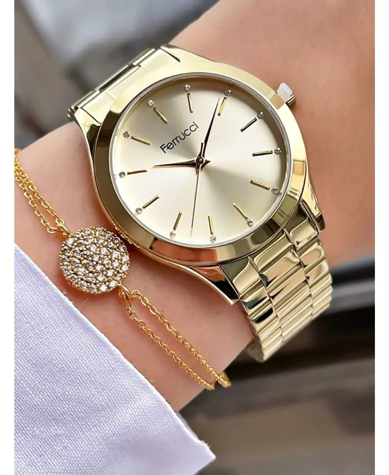  Altın Renk Gold Kadran Klasik Sade Model Kadın Kol Saati 